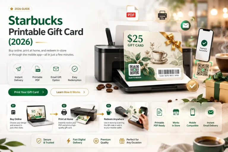 Starbucks Printable Gift Card (2026): How to Buy, Print, and Redeem One